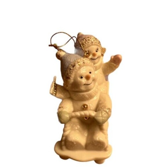 2001 Lenox Sledding Snowpals Christmas Ornament w/ Box 24K Gold MINT - Picture 3 of 6